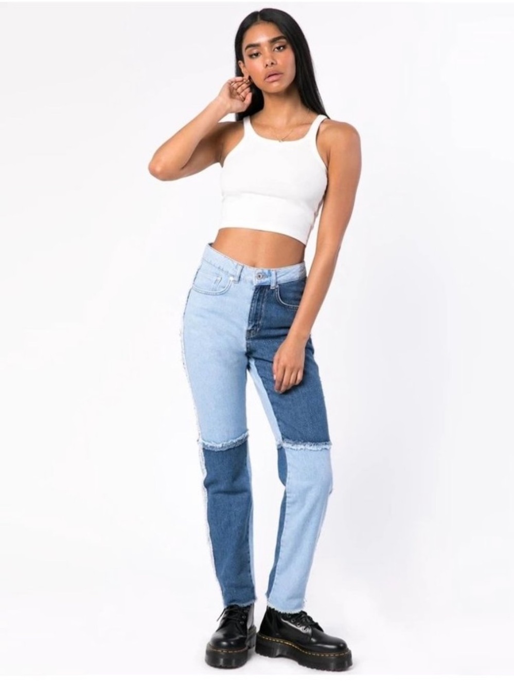 The Ragged Priest Patchwork Colorblock Jeans - Picture 4 of 5